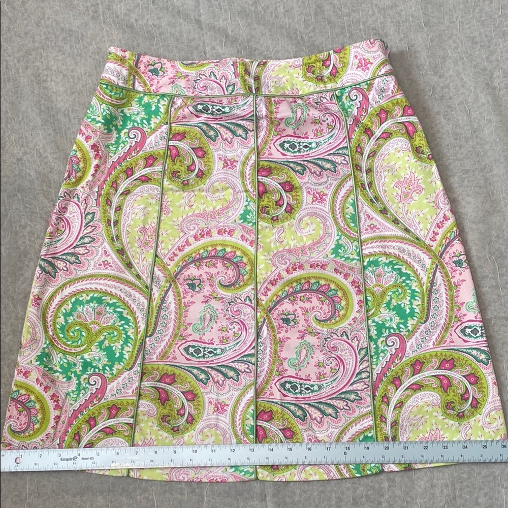 Chadwick’s Pink & Green Paisley Knee-Length A-Line Skirt. Size 12 - Picture 8 of 12